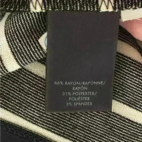 Ann Taylor Dress Womens Size Medium Black & White Stripe Long Balloon Sleeves - Picture 6 of 9